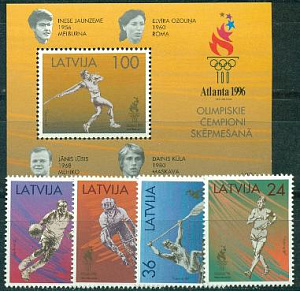 Латвия, 1996, Олимпиада, Атланта, 4 марки, блок